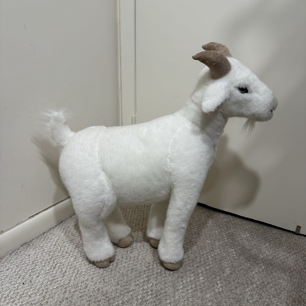 Melissa & Doug Jumbo White Goat Stuffed Animal Plush with Brown Horns